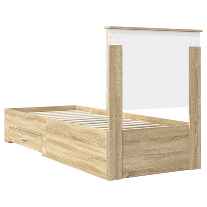 vidaXL Bed Frame Sonoma Oak and Silver 70 x 190 cm Engineered Wood