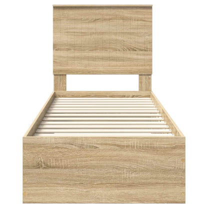 vidaXL Bed Frame Sonoma Oak and Silver 70 x 190 cm Engineered Wood