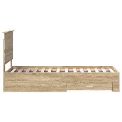 vidaXL Bed Frame Sonoma Oak and Silver 70 x 190 cm Engineered Wood
