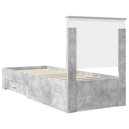 vidaXL Bed Frame Concrete Grey and Silver 70 x 190 cm Engineered Wood