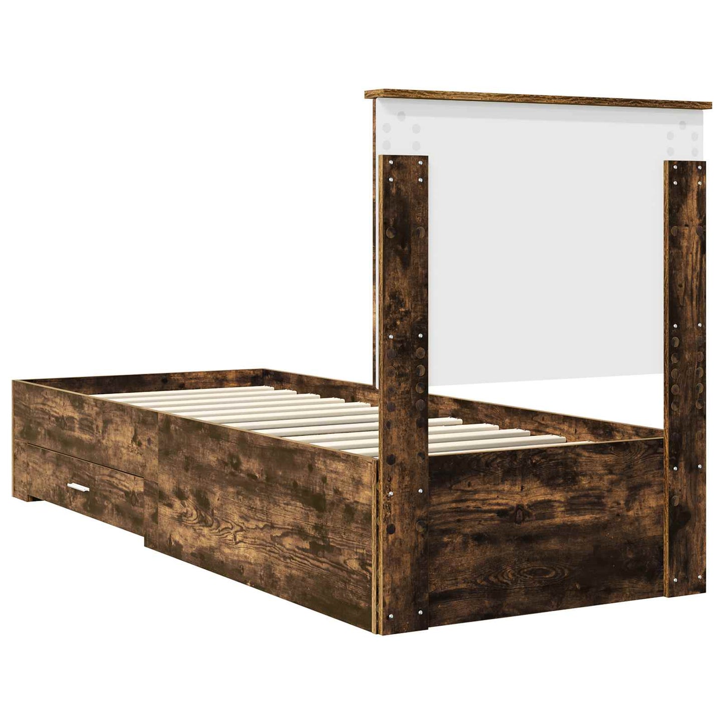 vidaXL Bed Frame Smoked Oak and Silver 70 x 190 cm Engineered Wood