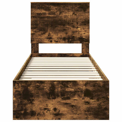 vidaXL Bed Frame Smoked Oak and Silver 70 x 190 cm Engineered Wood