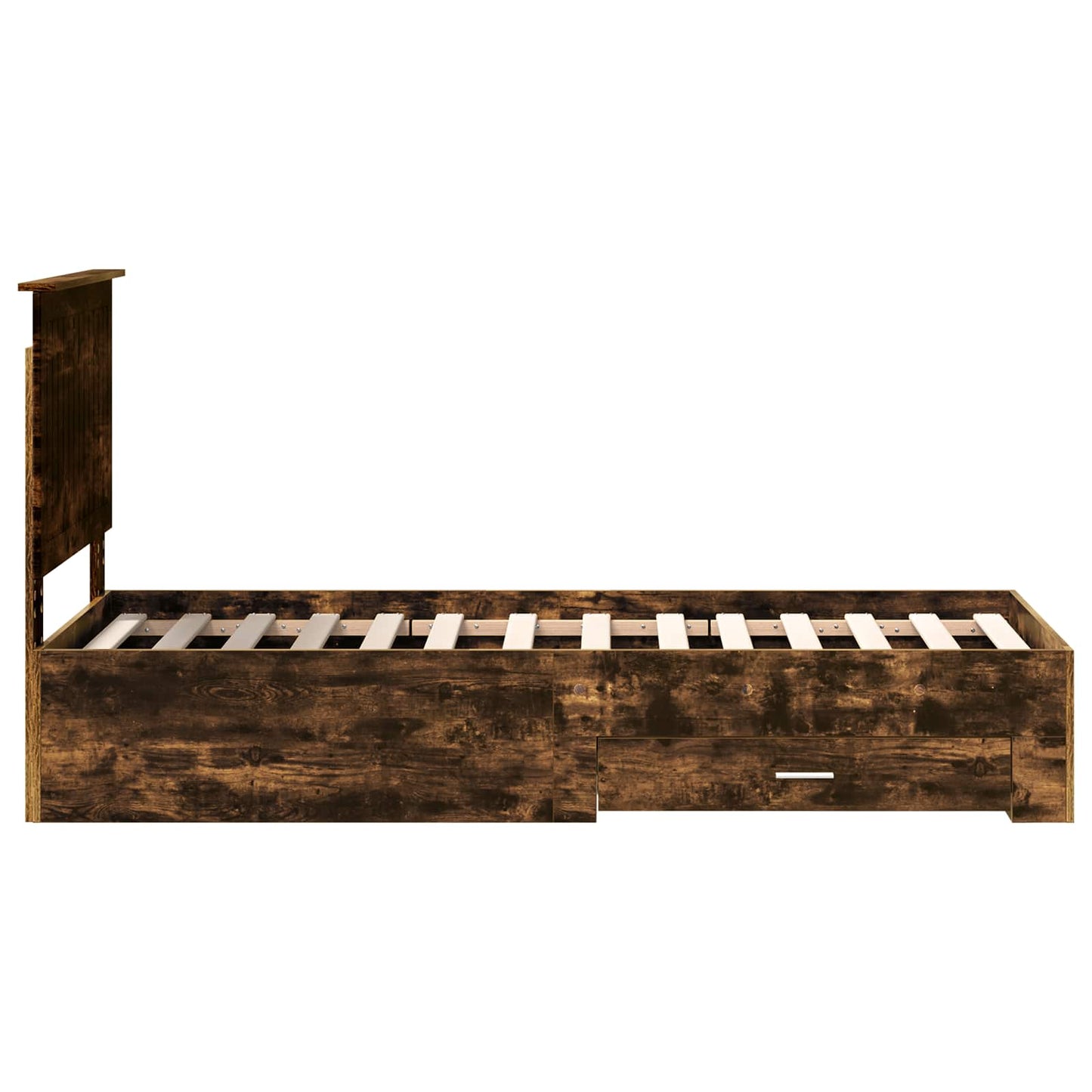 vidaXL Bed Frame Smoked Oak and Silver 70 x 190 cm Engineered Wood