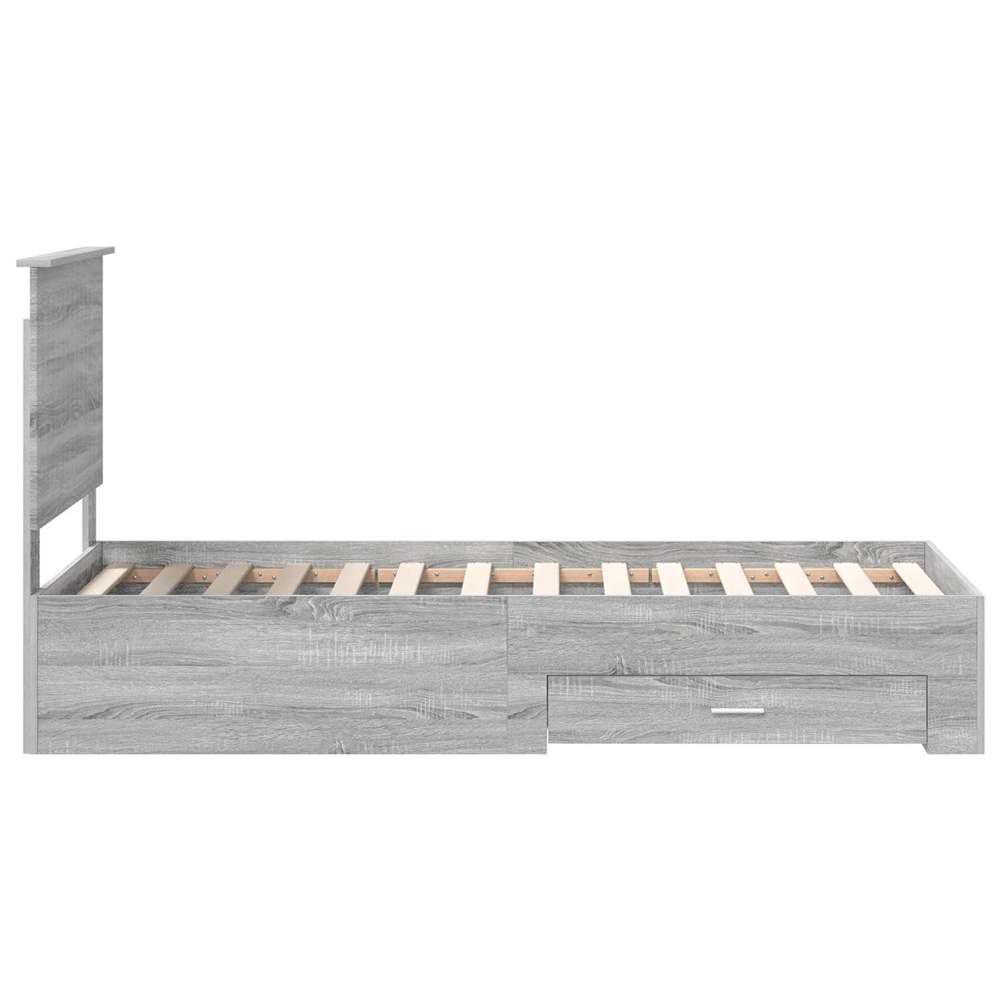 vidaXL Bed Frame Grey Sonoma and Silver 70 x 190 cm Engineered Wood