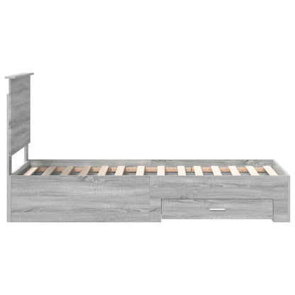 vidaXL Bed Frame Grey Sonoma and Silver 70 x 190 cm Engineered Wood