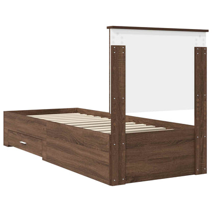 vidaXL Bed Frame Brown Oak and Silver 70 x 190 cm Engineered Wood
