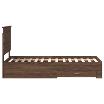 vidaXL Bed Frame Brown Oak and Silver 70 x 190 cm Engineered Wood