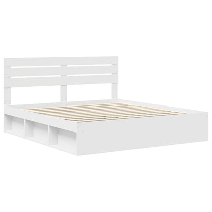 vidaXL Bed Frame with Headboard White 200 x 200 cm Solid Pine Wood