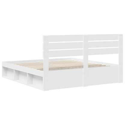 vidaXL Bed Frame with Headboard White 200 x 200 cm Solid Pine Wood