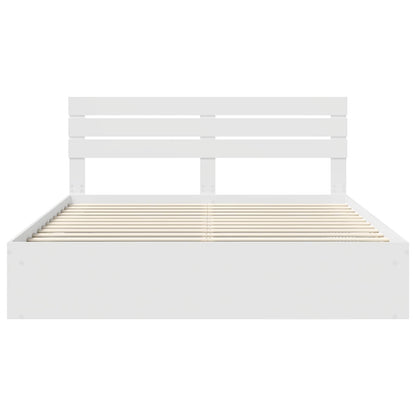 vidaXL Bed Frame with Headboard White 200 x 200 cm Solid Pine Wood