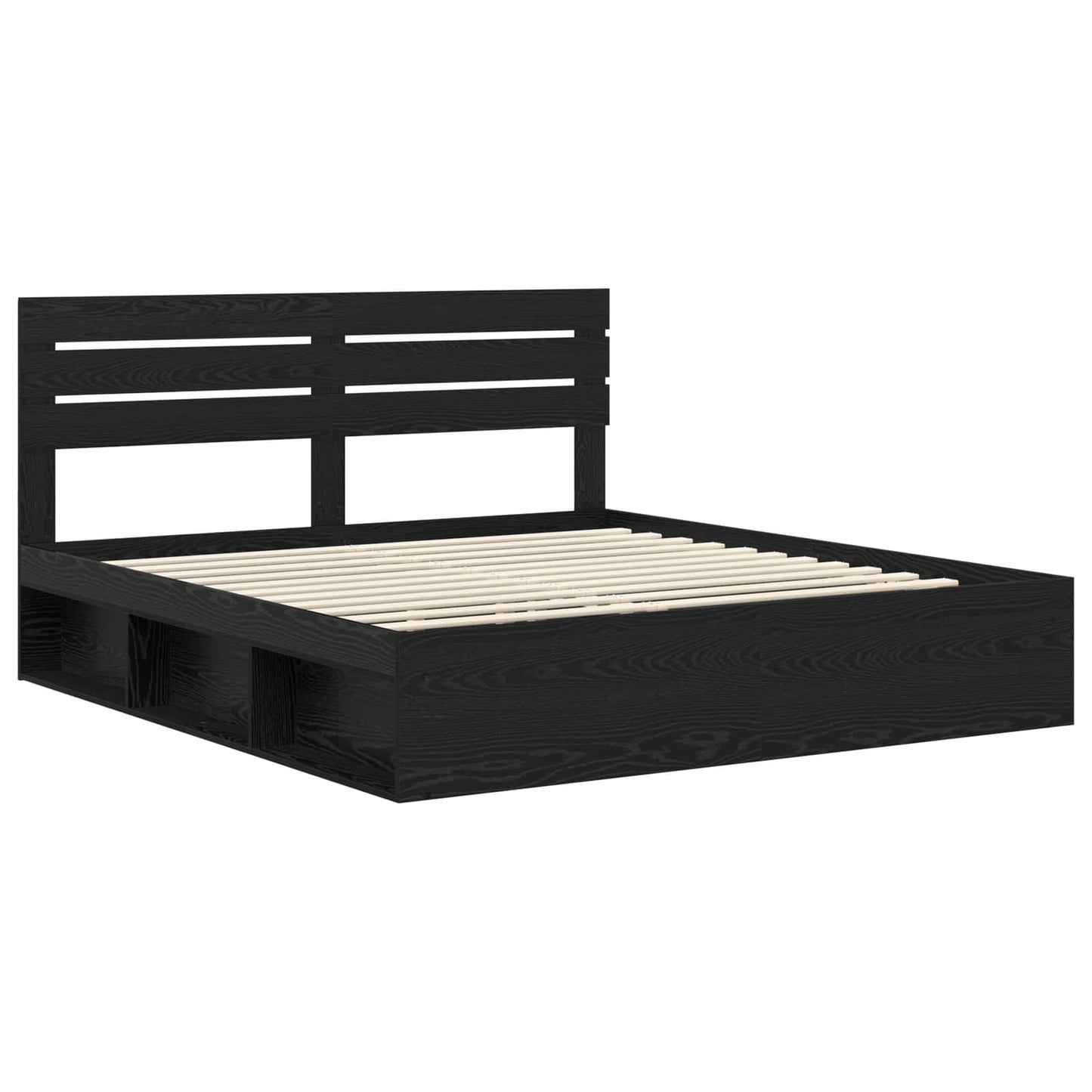 vidaXL Bed Frame with Headboard Black 200 x 200 cm Solid Pine Wood