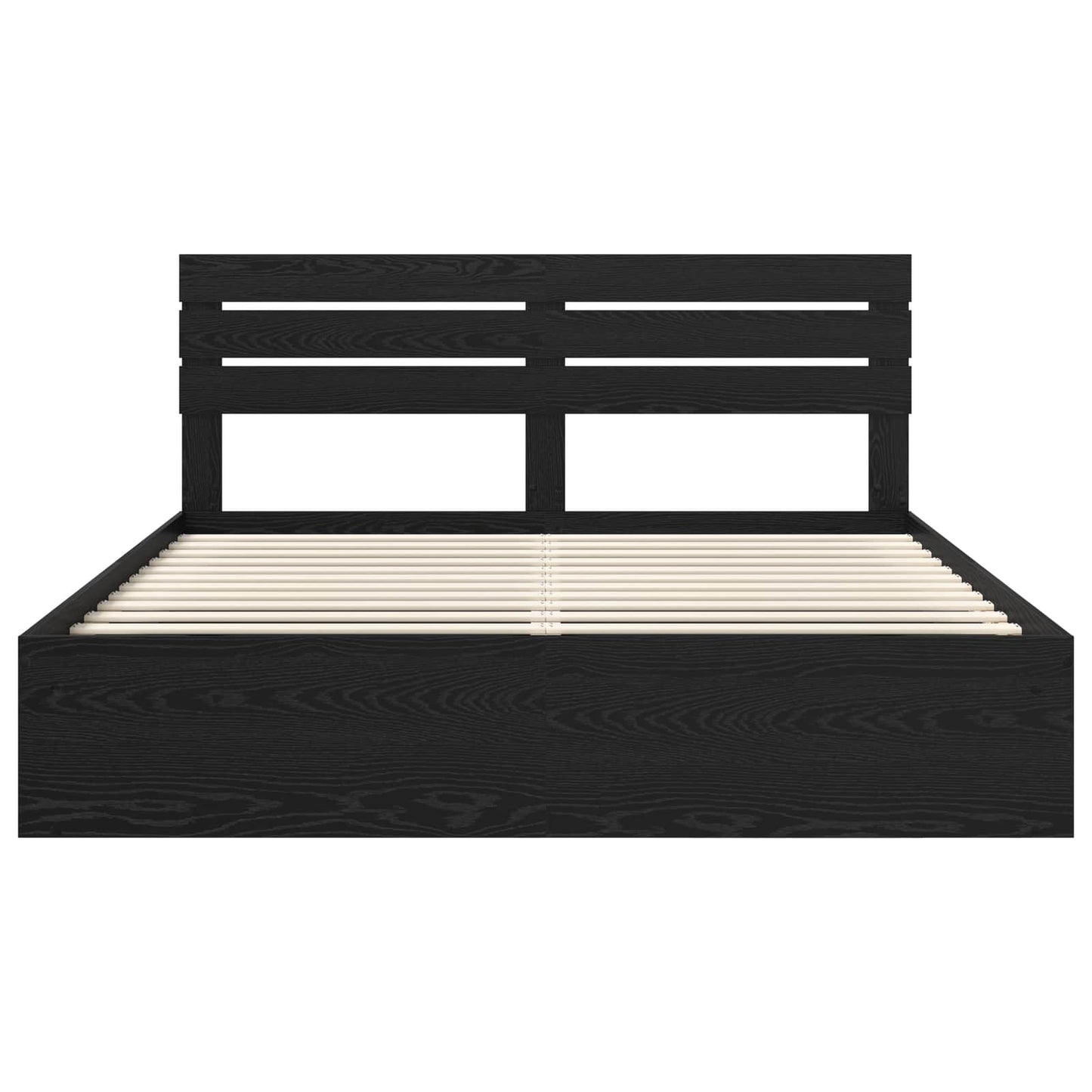 vidaXL Bed Frame with Headboard Black 200 x 200 cm Solid Pine Wood