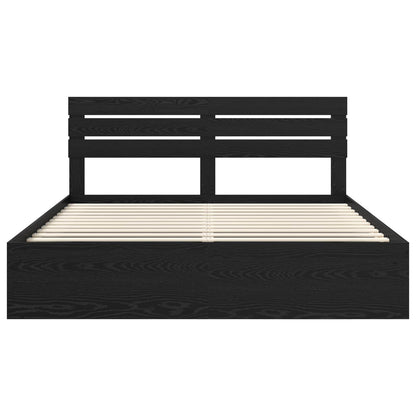 vidaXL Bed Frame with Headboard Black 200 x 200 cm Solid Pine Wood