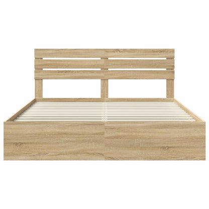 vidaXL Bed Frame with Headboard Sonoma 200 x 200 cm Solid Pine Wood