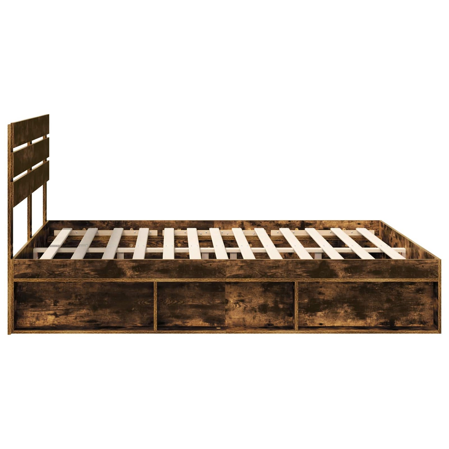 vidaXL Bed Frame Smoked Oak 180 x 200 cm Solid Pine Wood