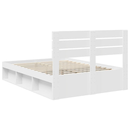 vidaXL Bed Frame with Headboard White 160 x 200 cm Solid Pine Wood