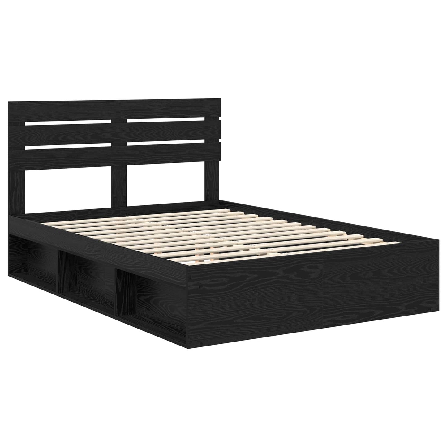 vidaXL Bed Frame with Headboard Black 160 x 200 cm Solid Pine Wood