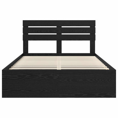 vidaXL Bed Frame with Headboard Black 160 x 200 cm Solid Pine Wood