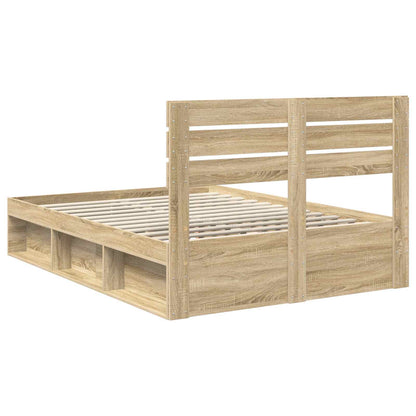 vidaXL Bed Frame with Headboard Sonoma 160 x 200 cm Solid Pine Wood