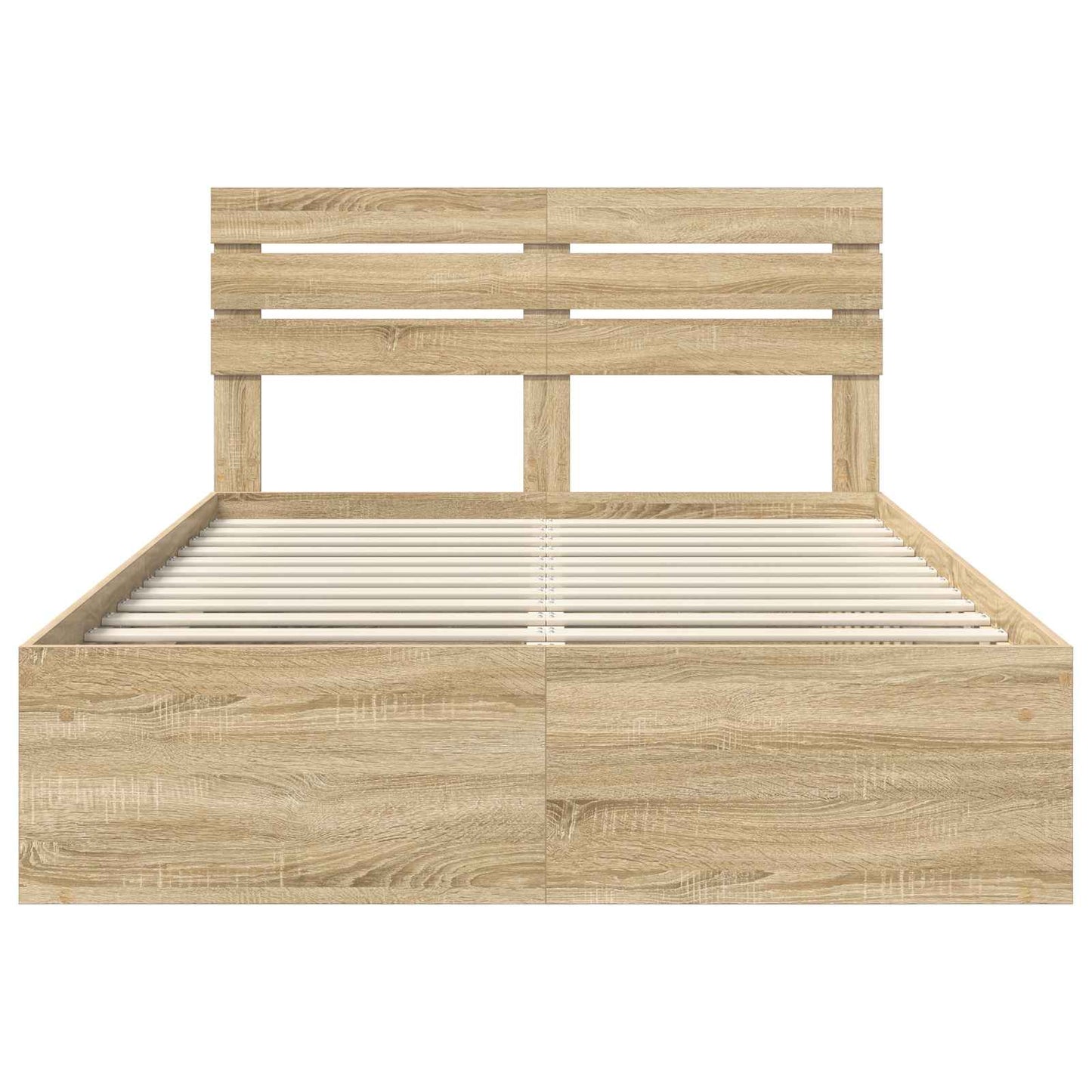 vidaXL Bed Frame with Headboard Sonoma 160 x 200 cm Solid Pine Wood
