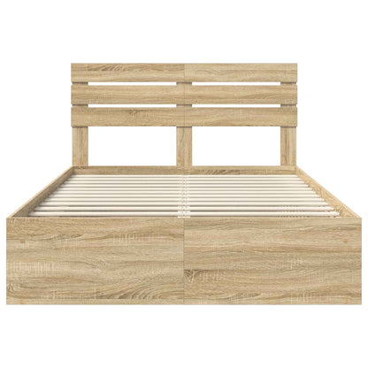 vidaXL Bed Frame with Headboard Sonoma 160 x 200 cm Solid Pine Wood
