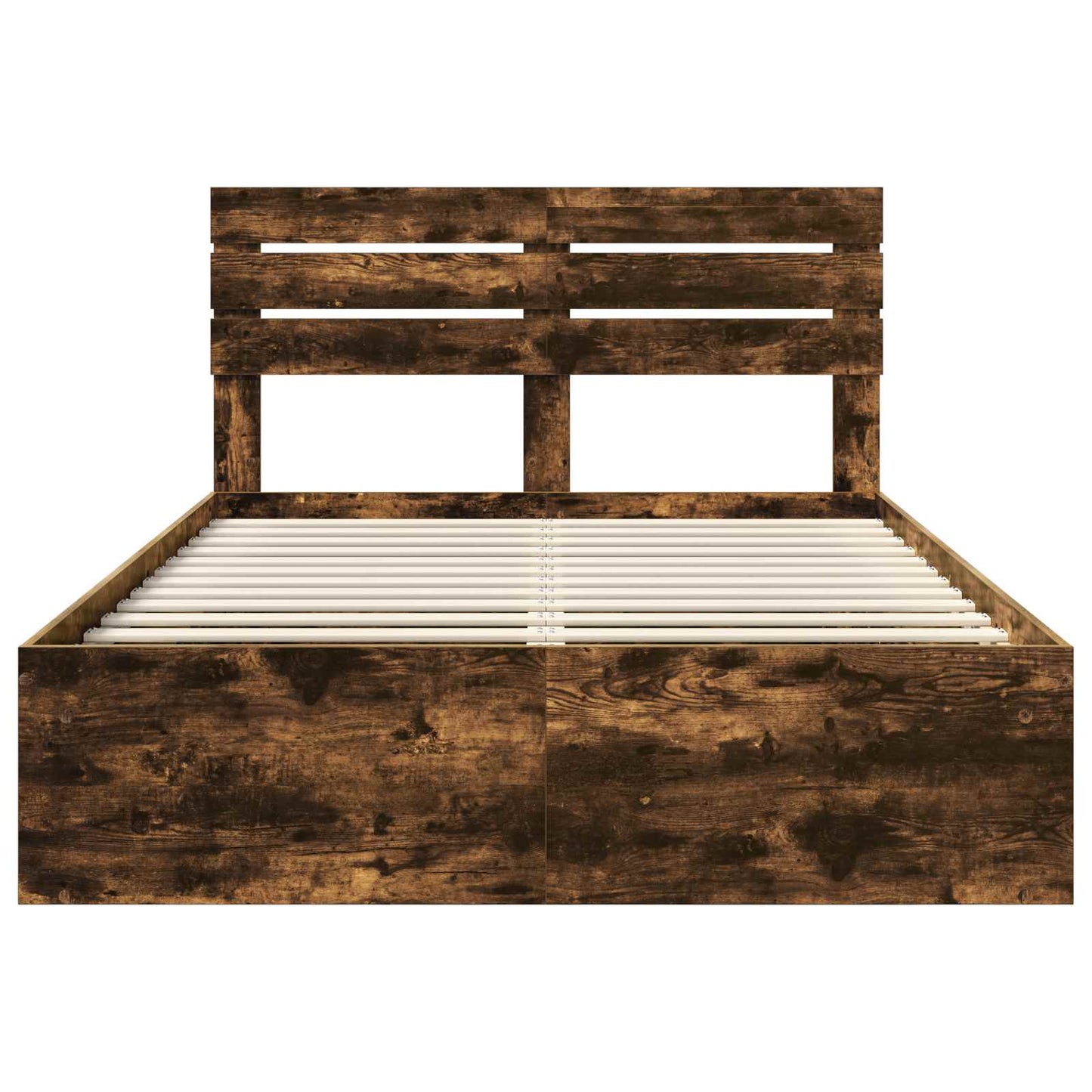 vidaXL Bed Frame Smoked Oak 160 x 200 cm Solid Pine Wood