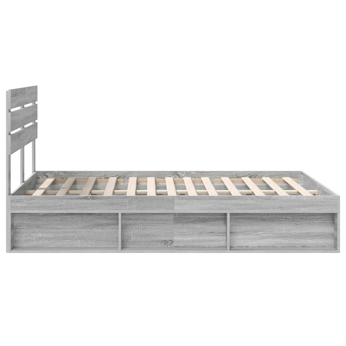 vidaXL Bed Frame Grey Sonoma 160 x 200 cm Solid Pine Wood
