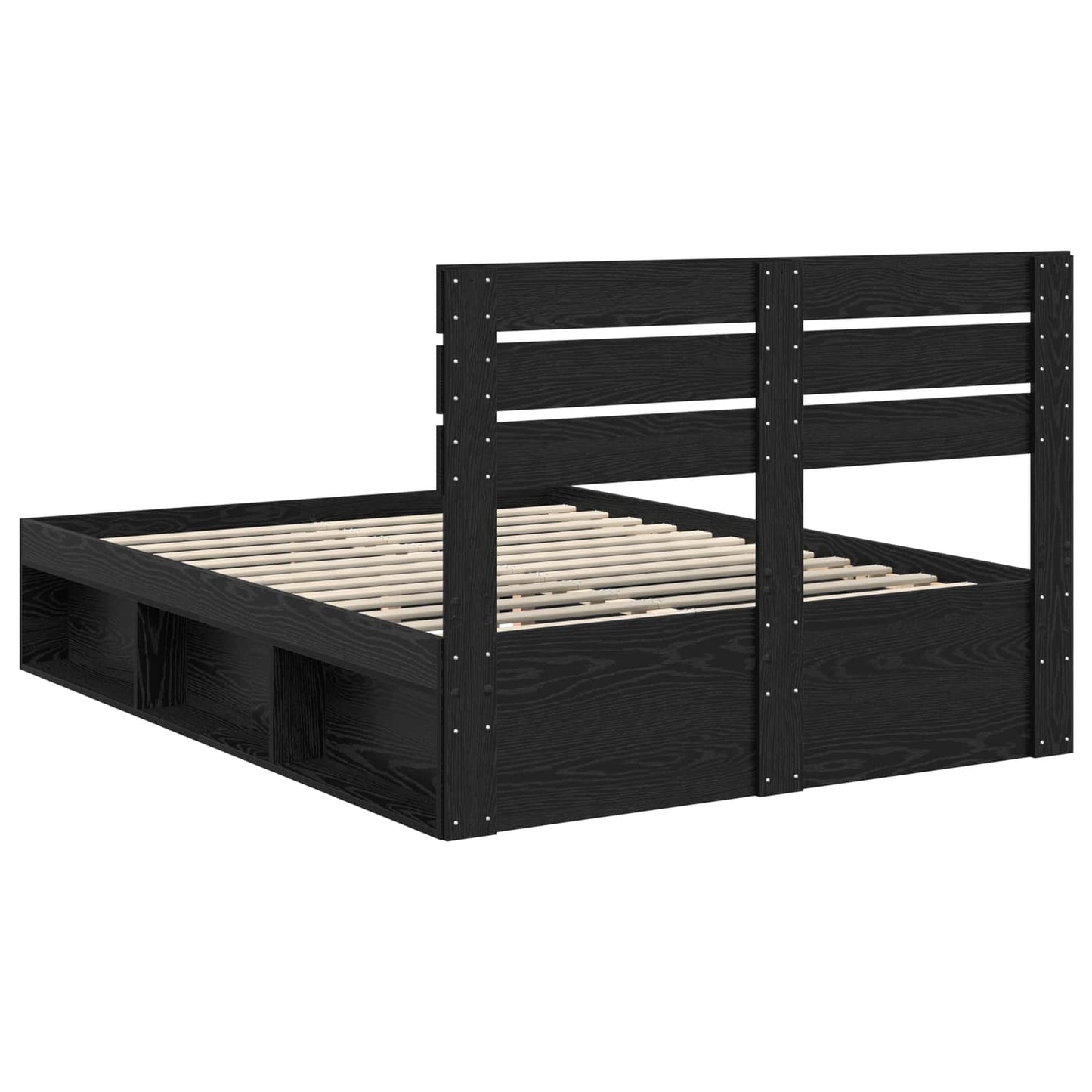 vidaXL Bed Frame with Headboard Black 150 x 200 cm Solid Pine Wood