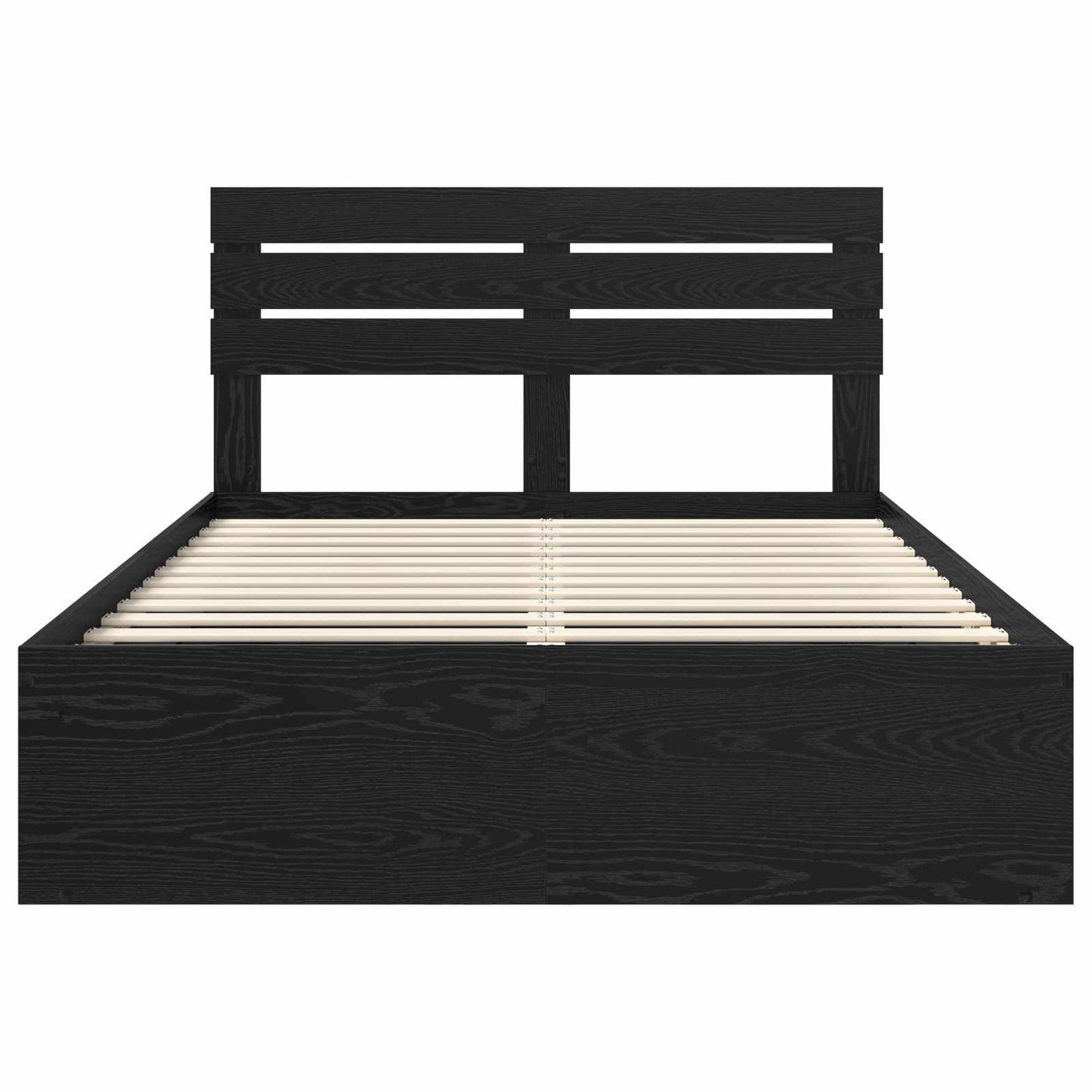 vidaXL Bed Frame with Headboard Black 150 x 200 cm Solid Pine Wood