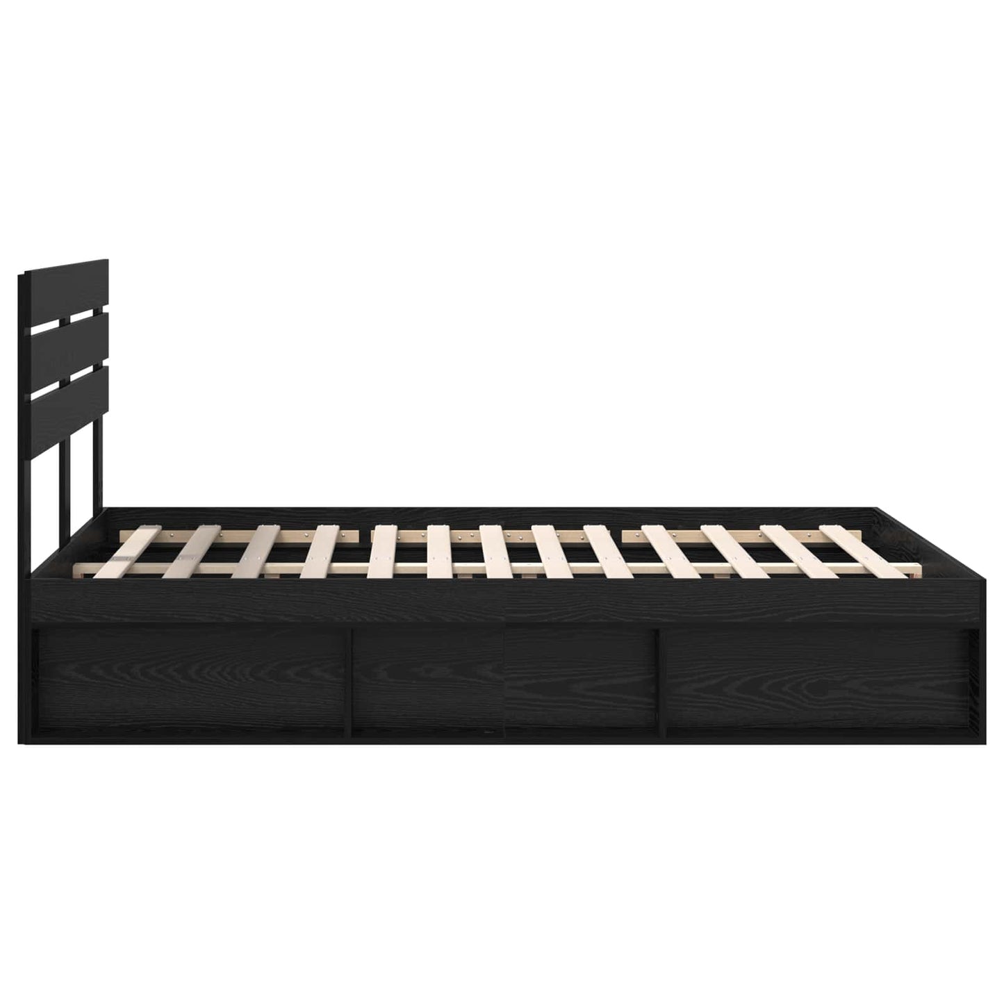 vidaXL Bed Frame with Headboard Black 150 x 200 cm Solid Pine Wood