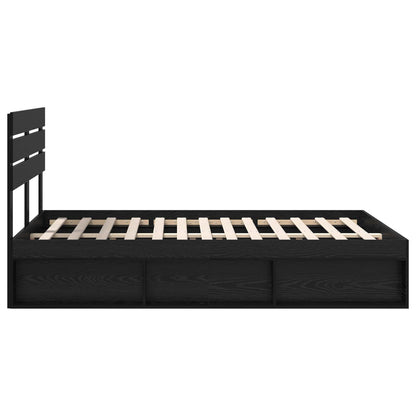vidaXL Bed Frame with Headboard Black 150 x 200 cm Solid Pine Wood