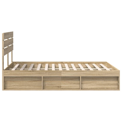 vidaXL Bed Frame Sonoma Oak 150 x 200 cm Solid Pine Wood