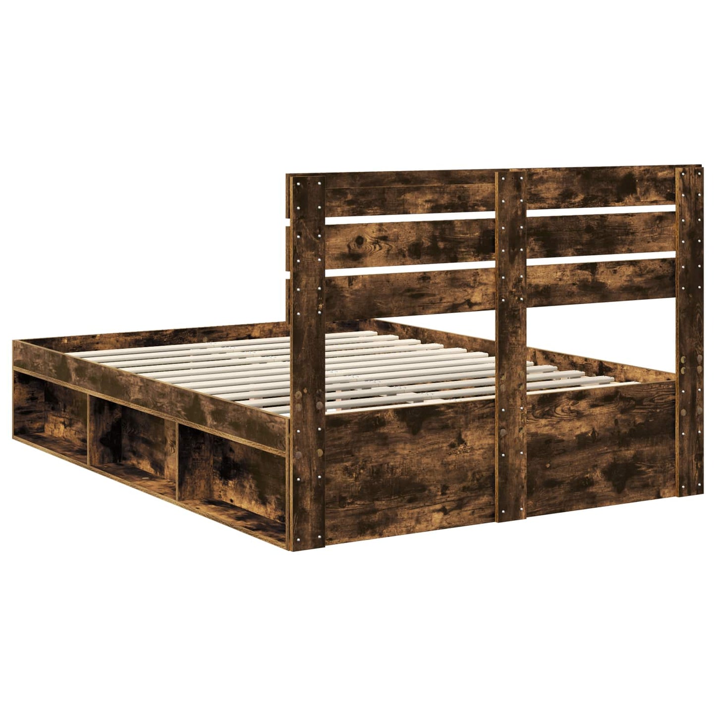 vidaXL Bed Frame Smoked Oak 150 x 200 cm Solid Pine Wood
