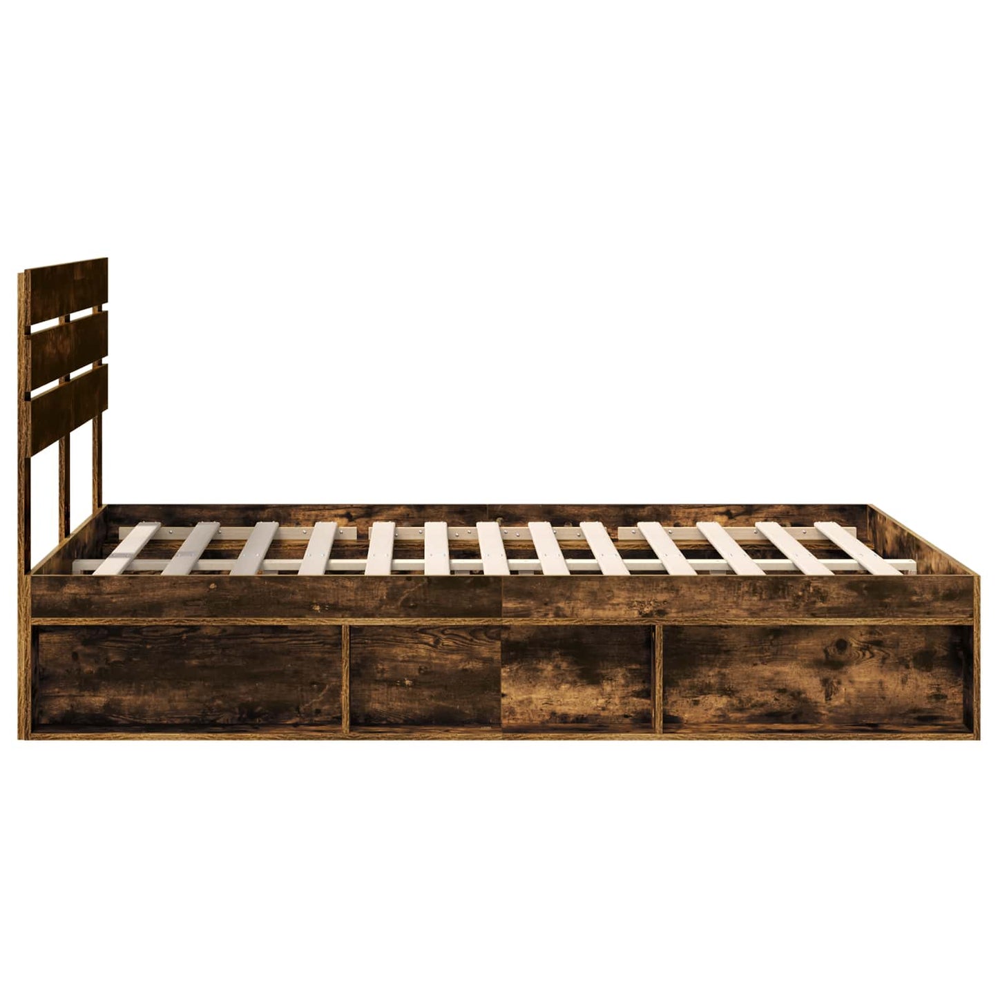 vidaXL Bed Frame Smoked Oak 150 x 200 cm Solid Pine Wood