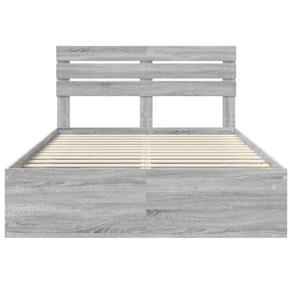vidaXL Bed Frame Grey Sonoma 150 x 200 cm Solid Pine Wood