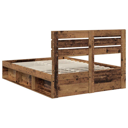 vidaXL Bed Frame with Headboard Old Wood 150 x 200 cm Solid Pine Wood
