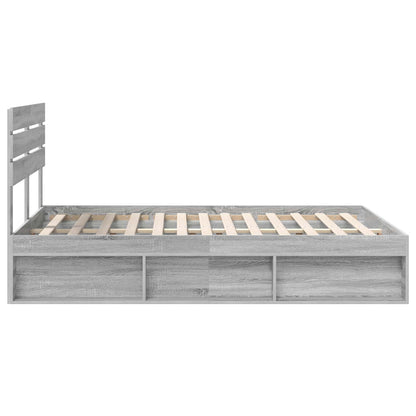 vidaXL Bed Frame Grey Sonoma 140 x 200 cm Solid Pine Wood
