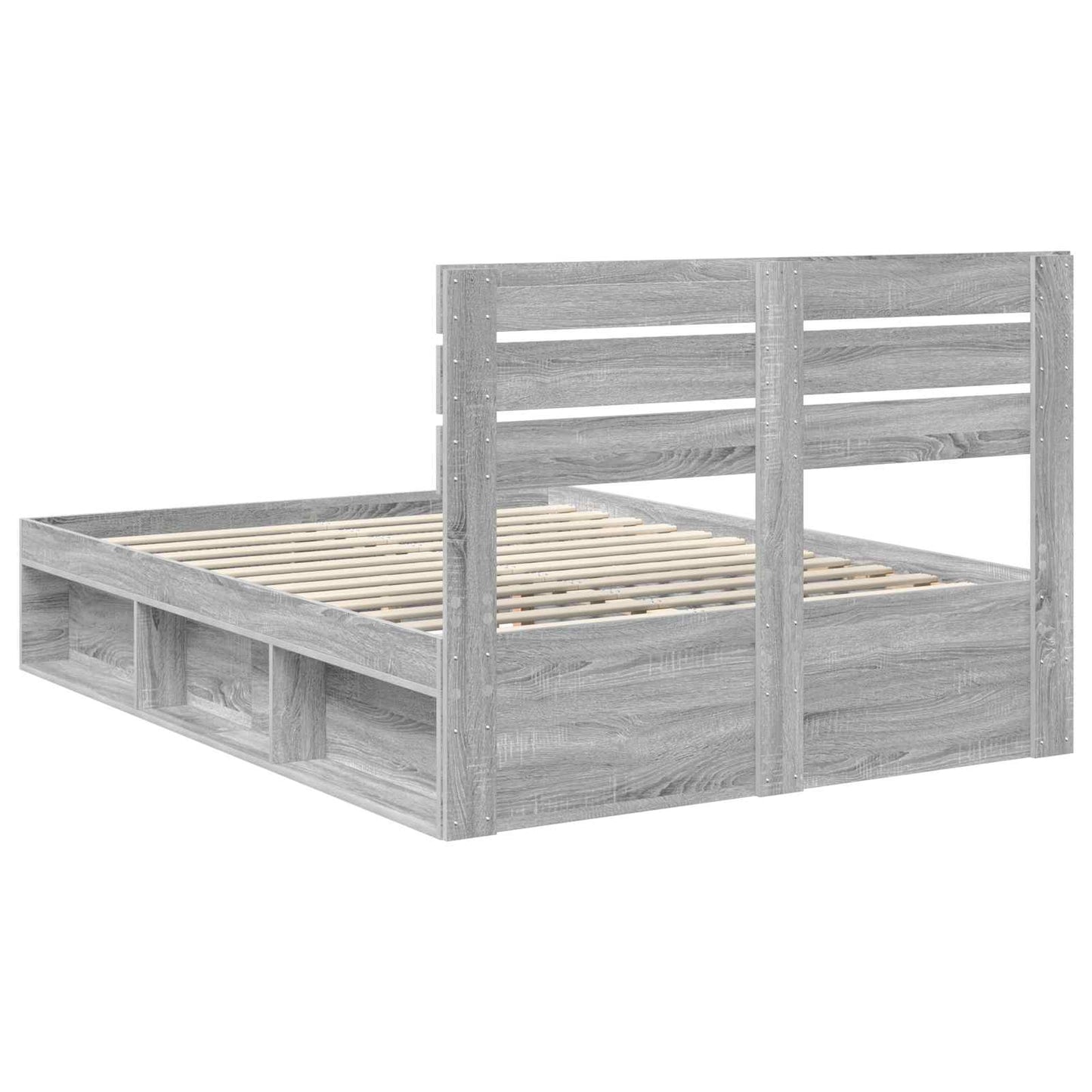 vidaXL Bed Frame Grey Sonoma 140 x 190 cm Solid Pine Wood