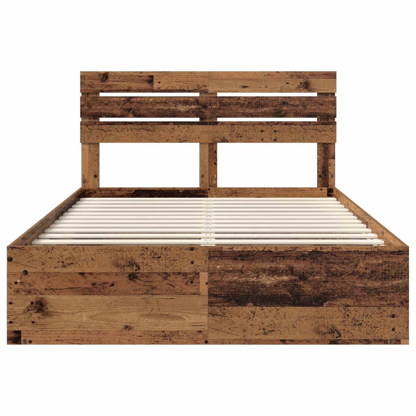 vidaXL Bed Frame with Headboard Old Wood 140 x 190 cm Solid Pine Wood