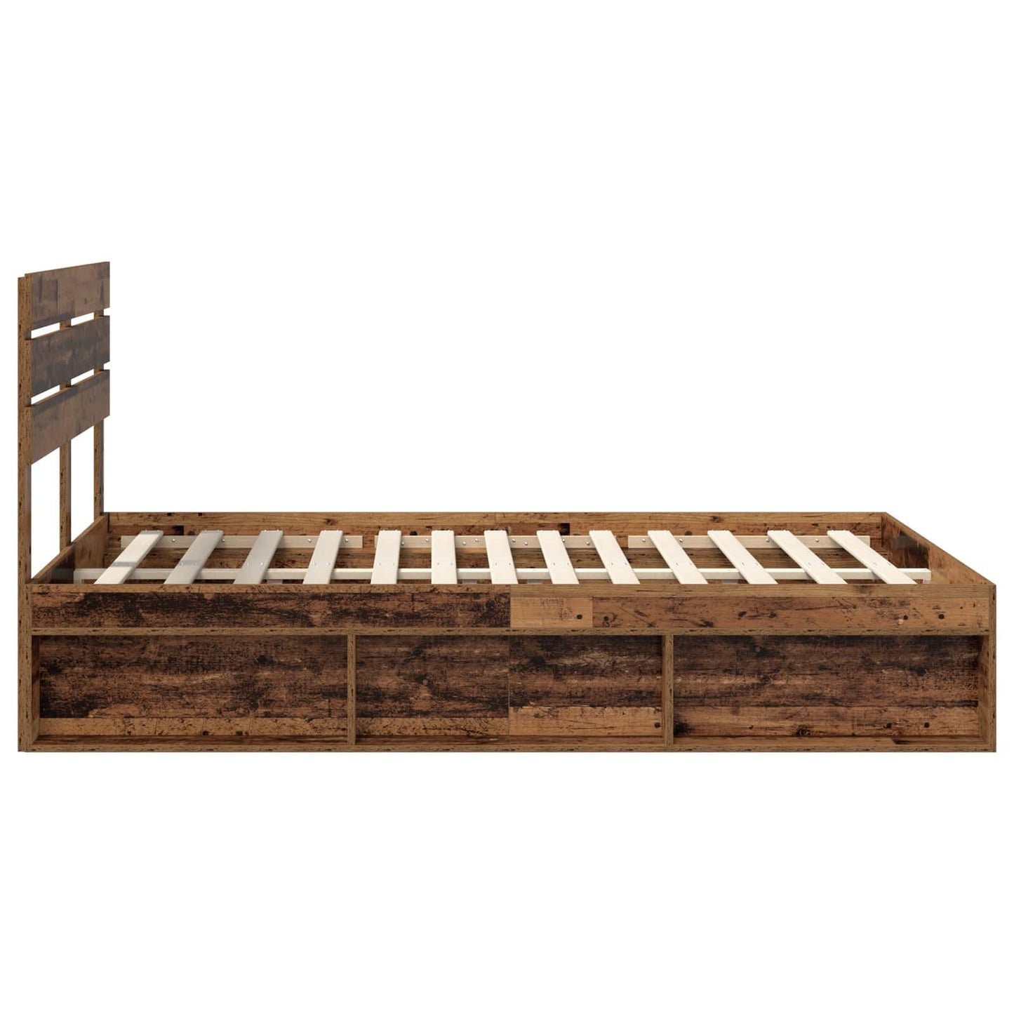 vidaXL Bed Frame with Headboard Old Wood 140 x 190 cm Solid Pine Wood