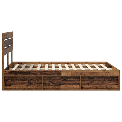 vidaXL Bed Frame with Headboard Old Wood 140 x 190 cm Solid Pine Wood