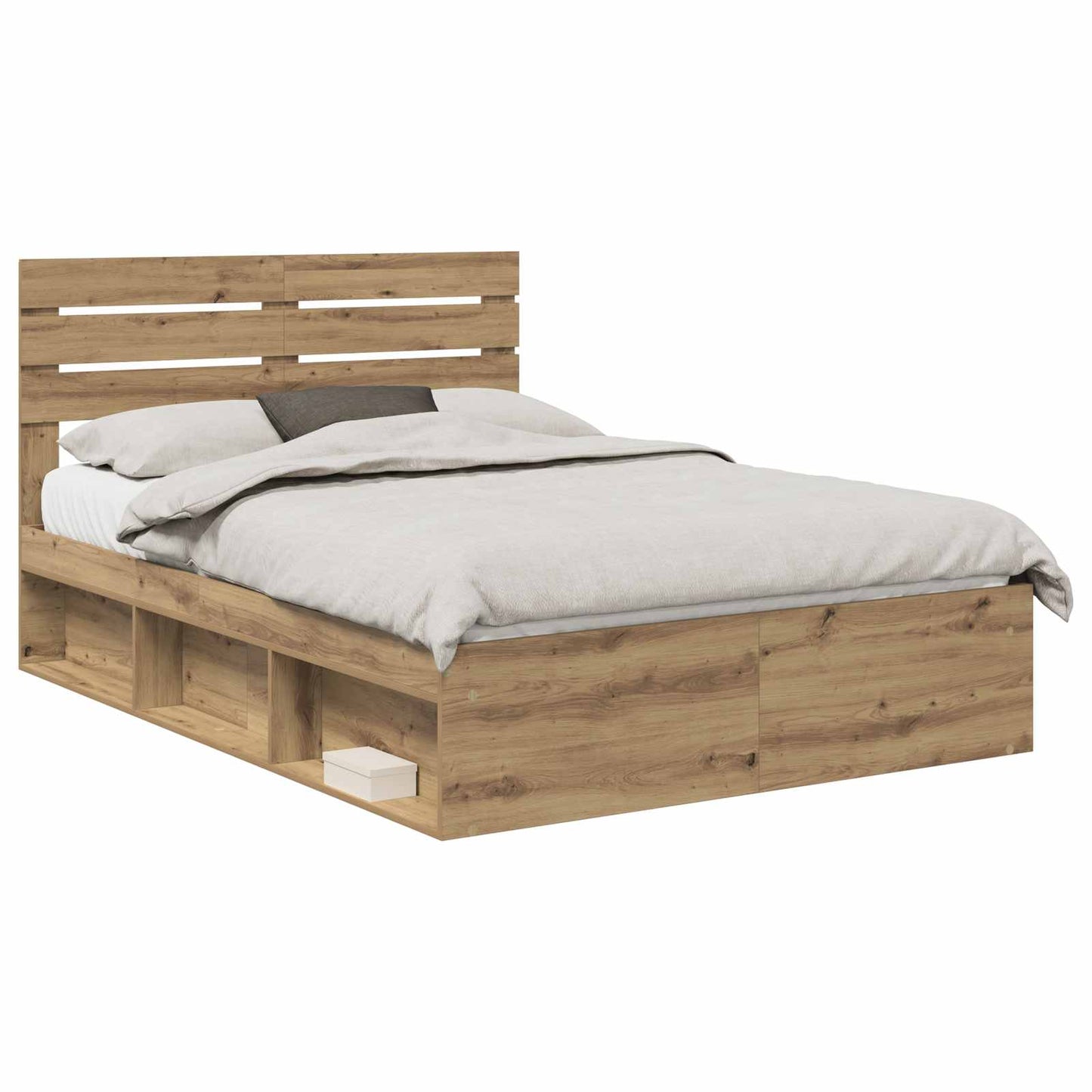vidaXL Bed Frame Artisian Oak 140 x 190 cm Solid Pine Wood