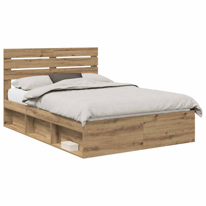 vidaXL Bed Frame Artisian Oak 140 x 190 cm Solid Pine Wood