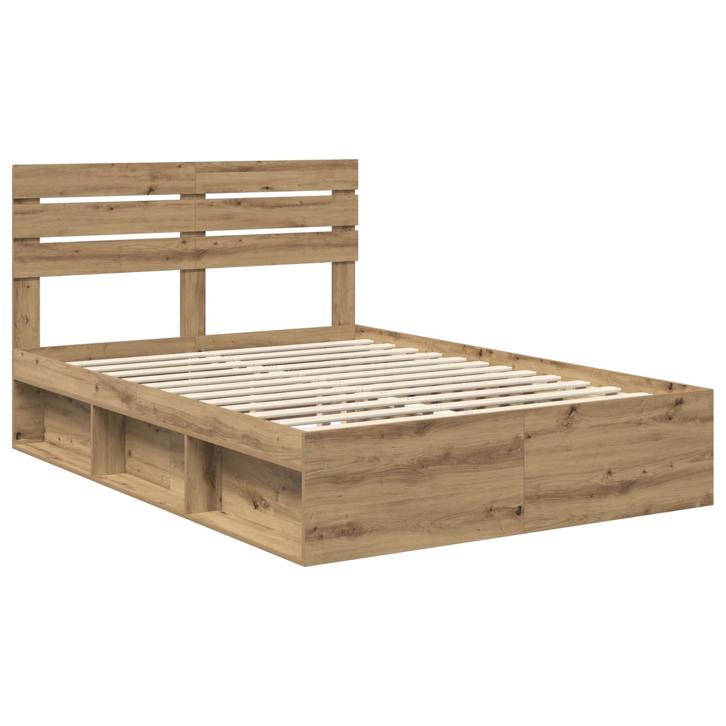 vidaXL Bed Frame Artisian Oak 140 x 190 cm Solid Pine Wood