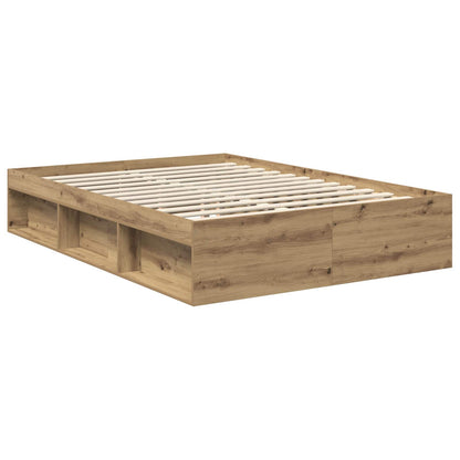 vidaXL Bed Frame Artisian Oak 140 x 190 cm Solid Pine Wood