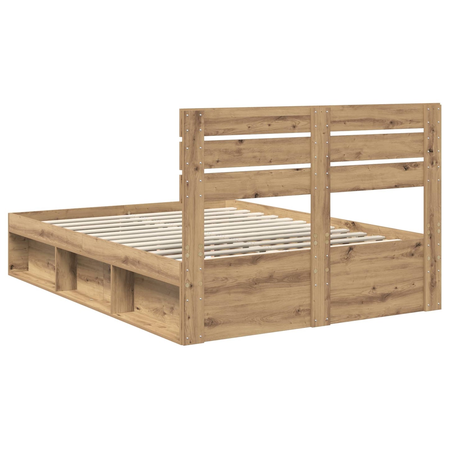 vidaXL Bed Frame Artisian Oak 140 x 190 cm Solid Pine Wood