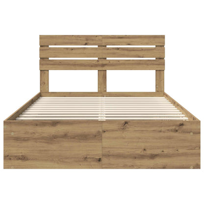 vidaXL Bed Frame Artisian Oak 140 x 190 cm Solid Pine Wood