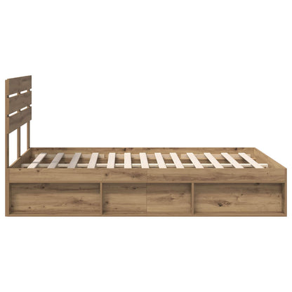 vidaXL Bed Frame Artisian Oak 140 x 190 cm Solid Pine Wood