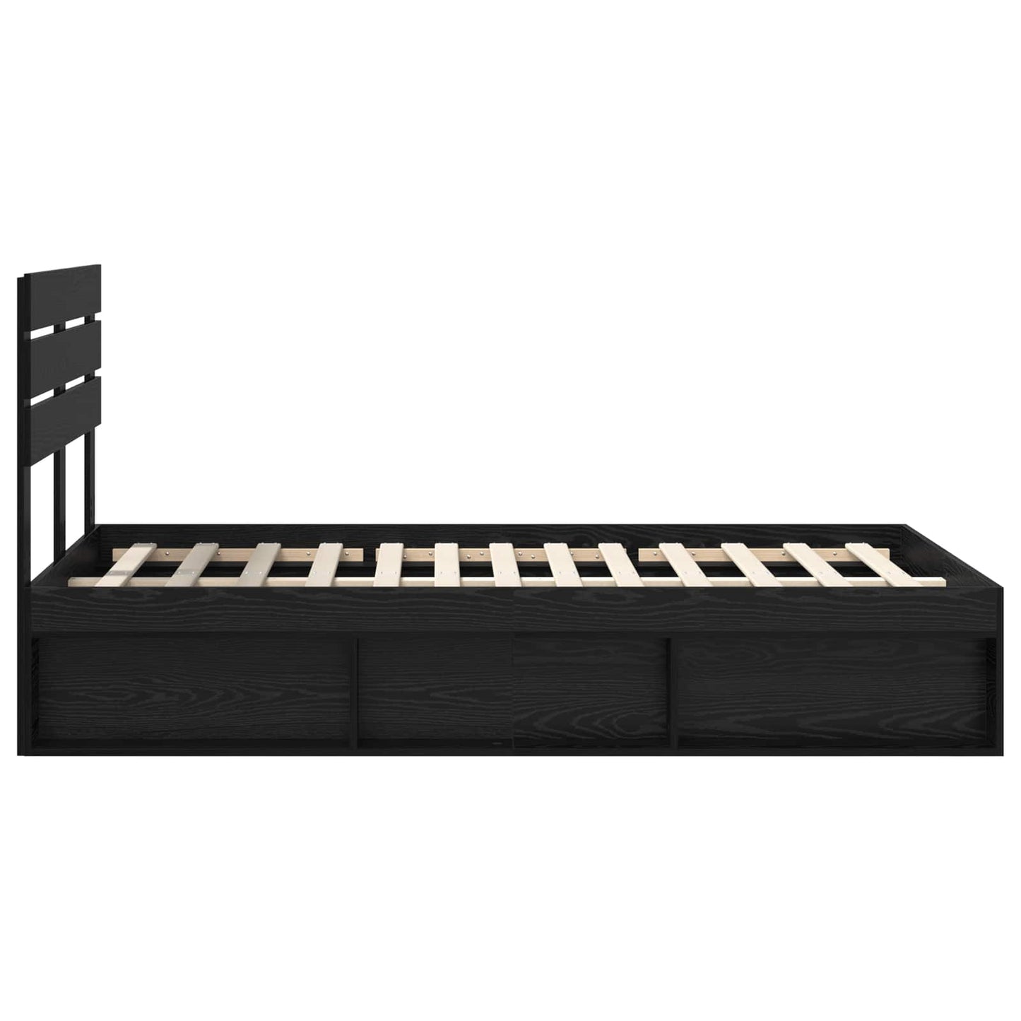 vidaXL Bed Frame with Headboard Black 135 x 190 cm Solid Pine Wood