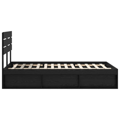 vidaXL Bed Frame with Headboard Black 135 x 190 cm Solid Pine Wood